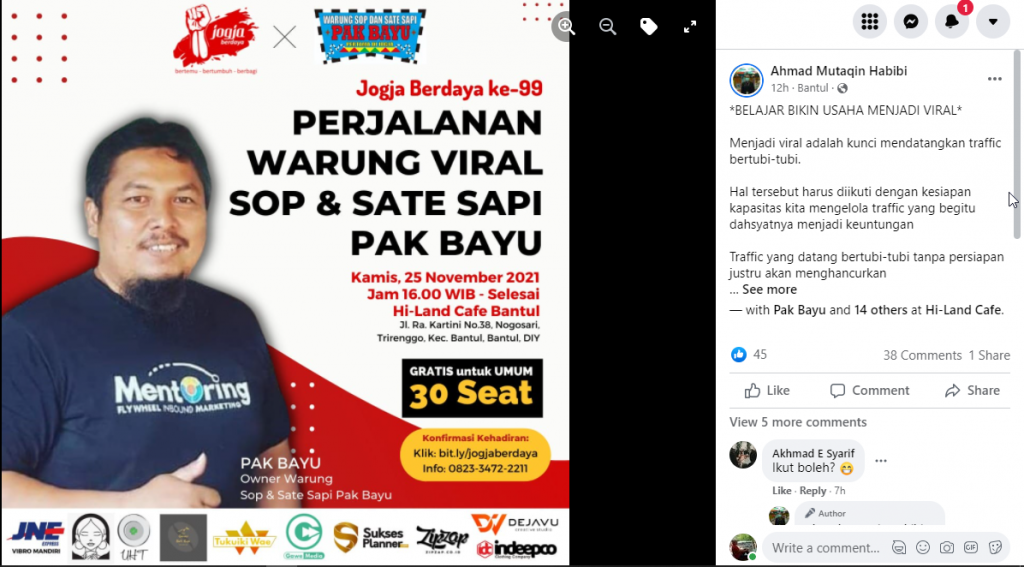 Perjalanan Warung Viral Sop & Sate Sapi Pak Bayu