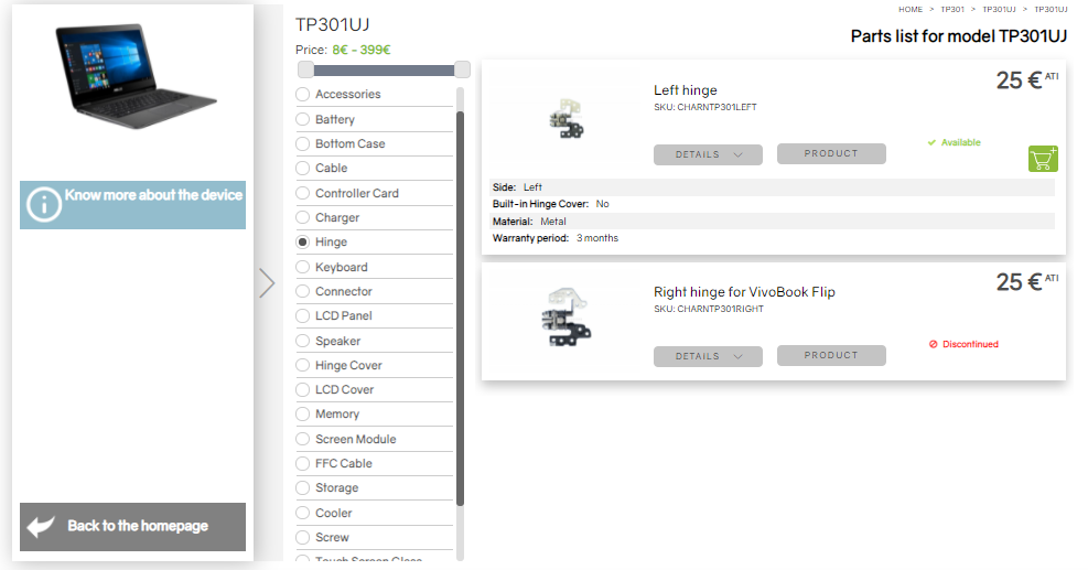 Engsel laptop Asus - Hinges