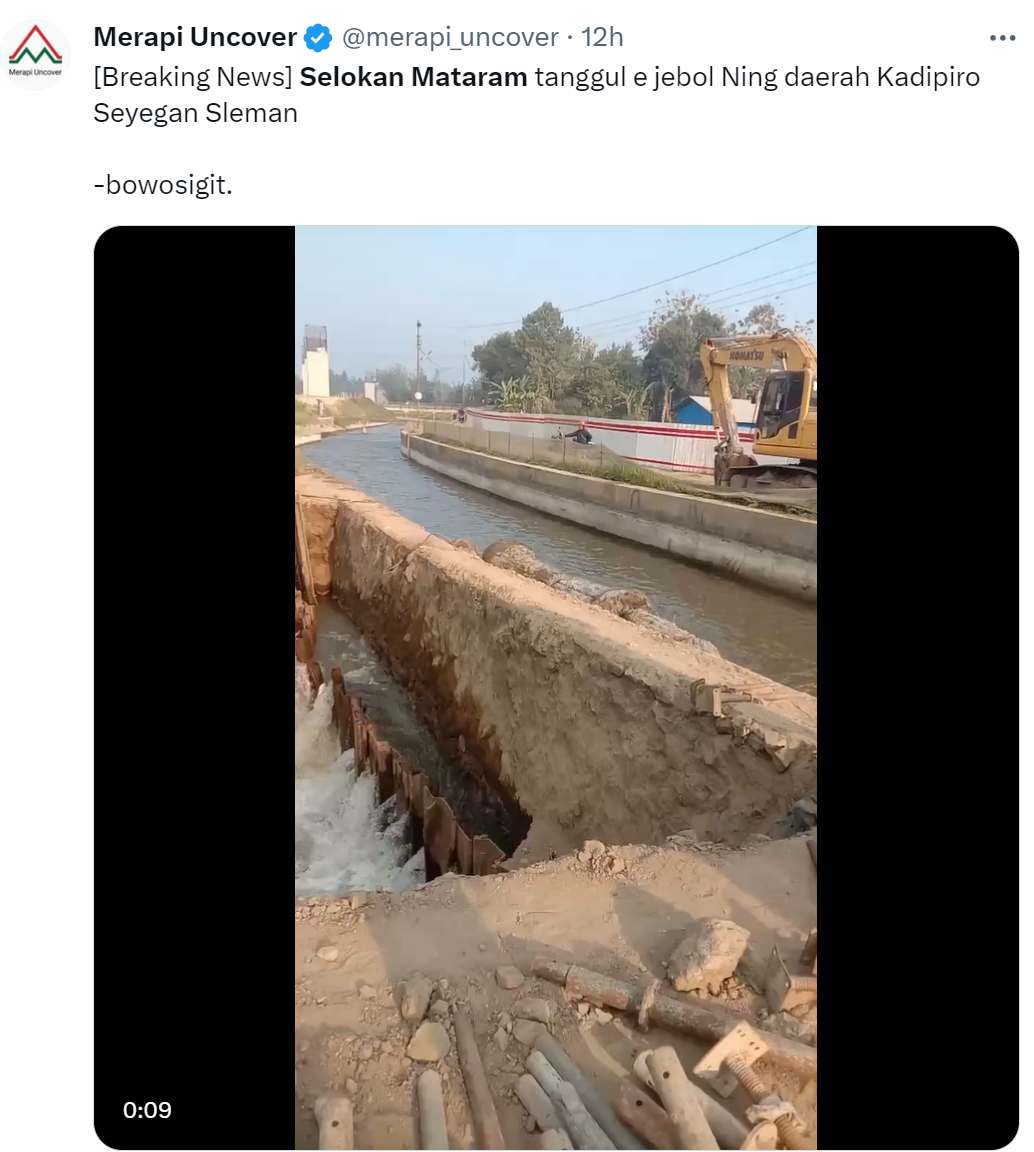 Kerusakan Selokan Mataram di Kadipiro Margodadi Sayegan Sleman Dampak Pembangunan Jalan Tol Jogja-Bawen Seksi 1